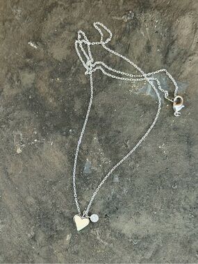 Must Have Silver Heart Pendant Necklace with Sparkle Charm